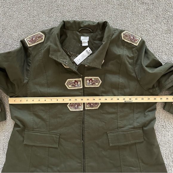Chico's Beaded And Embellished Band Jacket Olive Size 4 - XXL - Picture 6 of 12
